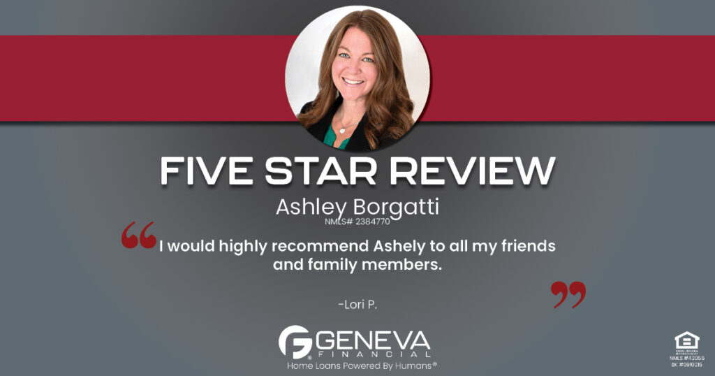 5 Star Review for Ashley Borgatti, Licensed Mortgage Loan Officer with Geneva Financial, Greenfield, MA – Home Loans Powered by Humans®.