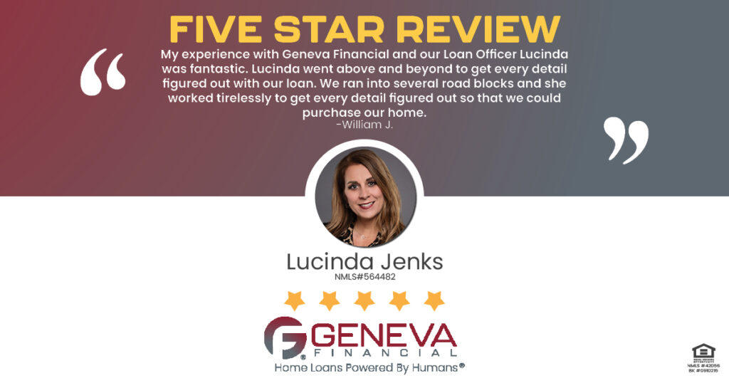 5 Star Review for Lucinda Jenks, Licensed Mortgage Loan Officer with Geneva Financial, Oklahoma  – Home Loans Powered by Humans®.